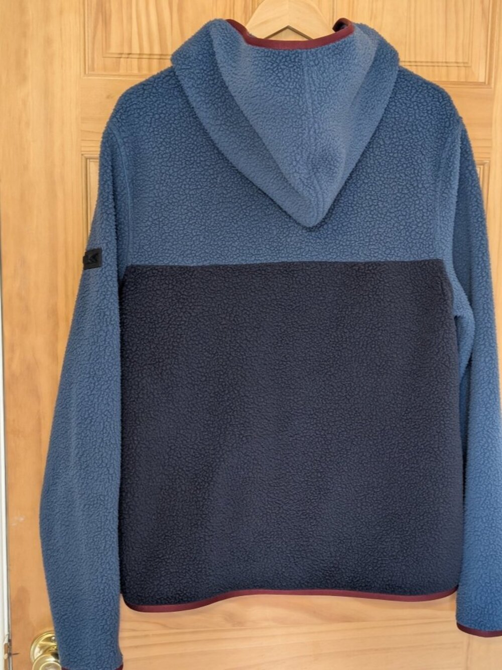 Michael Kors Mens Sherpa Fleece Half Zip Hoodie Pullover M Blue Colorblock - Picture 5 of 16